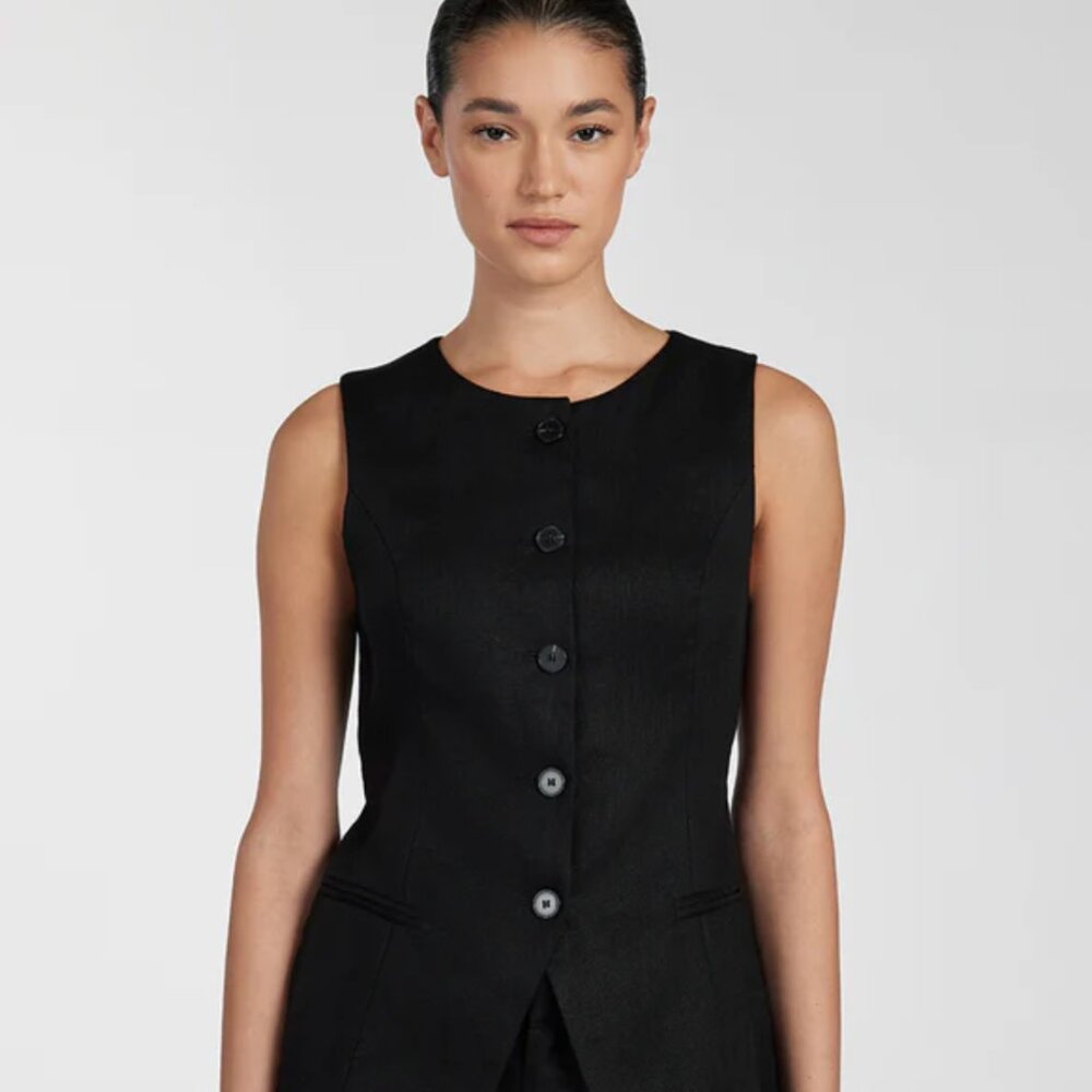 DISSH ALESSIA BLACK LINEN VEST - NWT